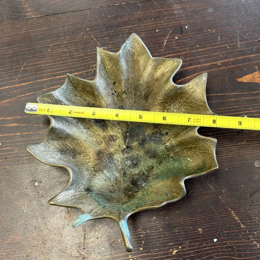 Vintage ORIGINAL by CAMBRON Heavy Solid Brass MAPLE LEAF DISH 410